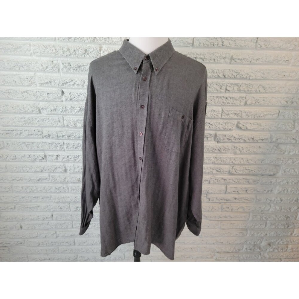 Cotton Works Men Shirt 4X Long Sleeve Gray Button Up Single Needle Tailor GRA86E